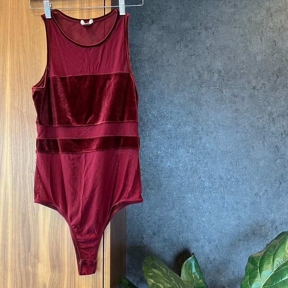 Burgundy Velvet Whimsigoth Bodysuit